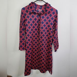 Printed Athletic Sankaty Margo Dress, Geometric Pattern, Deep Bay Color, Medium